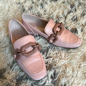 Pink Buckle Loafers